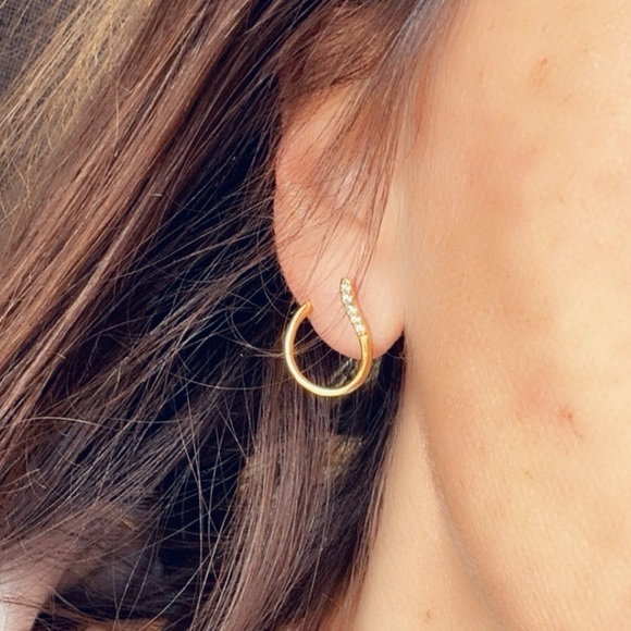 14k Gold Vermeil Curved Open Earrings - Picture 8 of 15